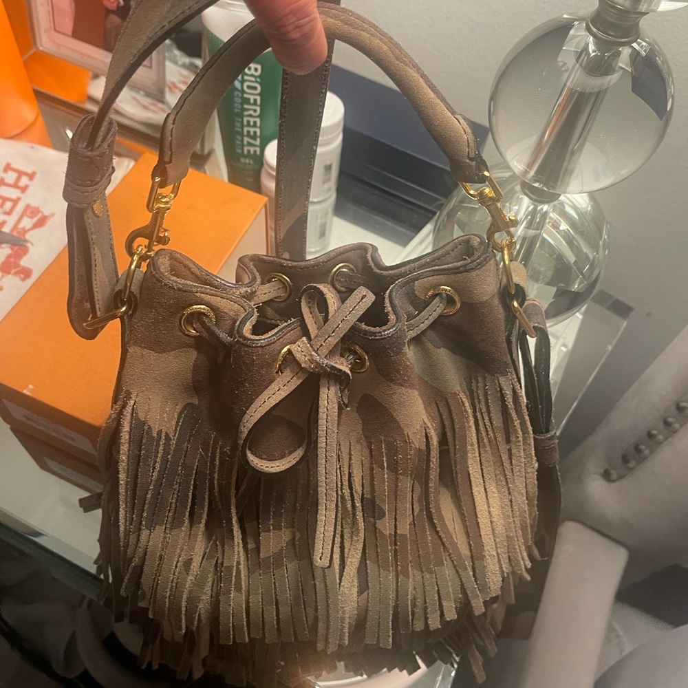 Saint Laurent camo fringe bag